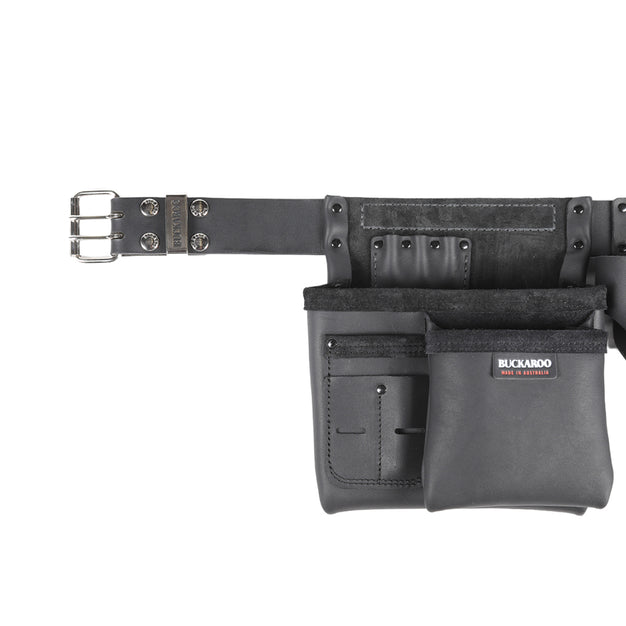 Buckaroo Apron Belt 2.0 leather tool belt with an adjustable fit and modular quick-release system, handmade in Australia from premium Australian leather.